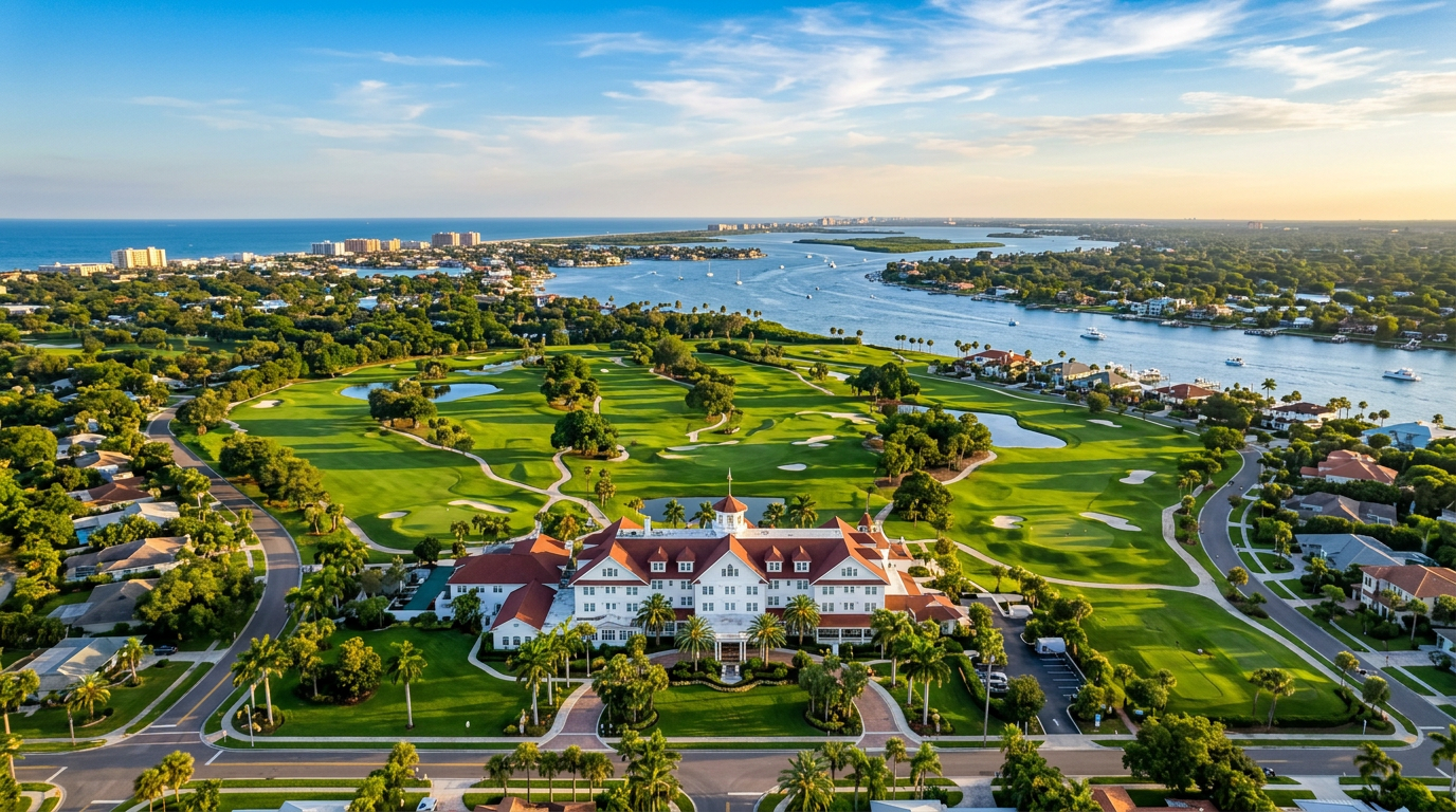 Belleair Florida — Belleview Inn area with golf course and Intracoastal waterway