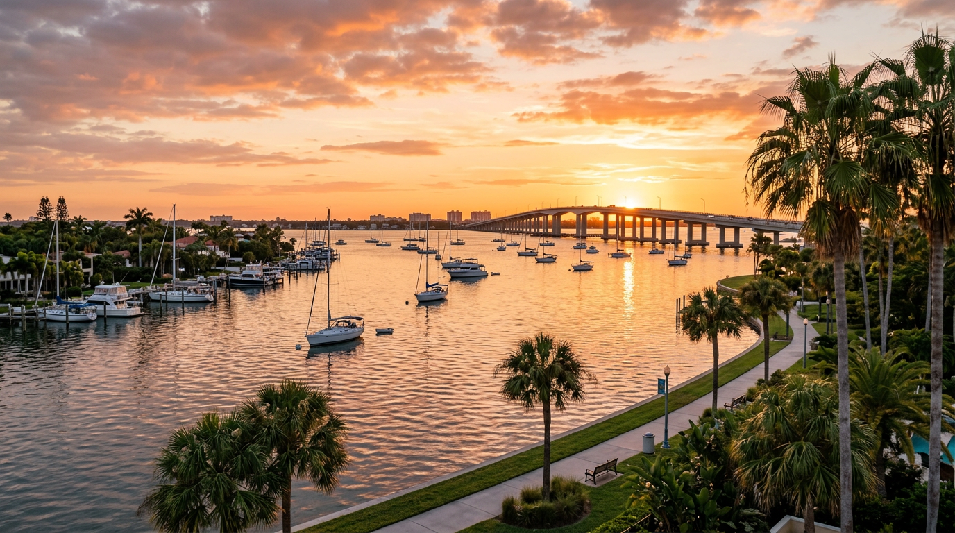 South Pasadena Florida intracoastal waterway with sailboats