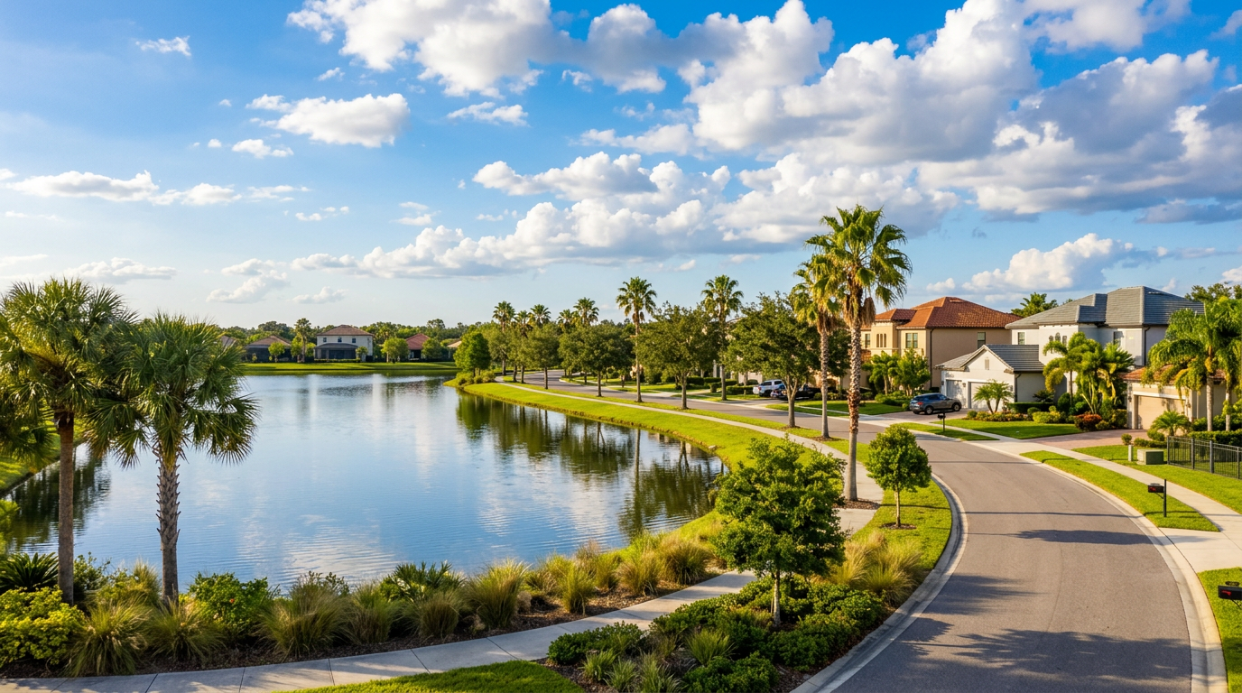 Town N Country Tampa Florida suburban neighborhood with palm-lined streets
