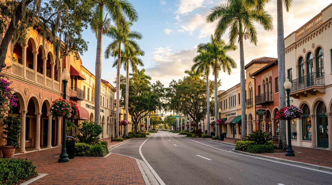 Venice Florida historic downtown with Italian Renaissance architecture